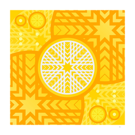 Geometric Glyph Art in Happy Yellow and Orange 047