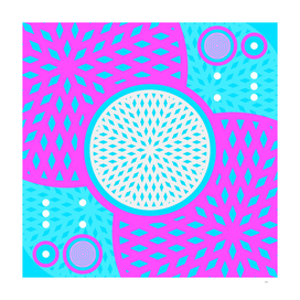 Geometric Glyph Art in Candy Blue and Pink 046