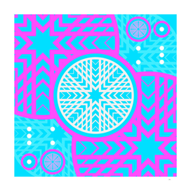 Geometric Glyph Art in Candy Blue and Pink 047