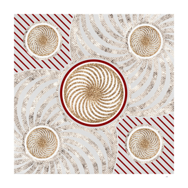 Geometric Glyph in Festive Red Silver and Gold 049