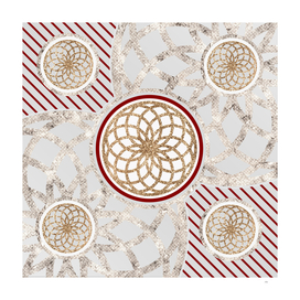 Geometric Glyph in Festive Red Silver and Gold 052