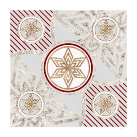 Geometric Glyph in Festive Red Silver and Gold 057