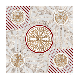 Geometric Glyph in Festive Red Silver and Gold 059