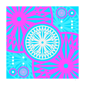 Geometric Glyph Art in Candy Blue and Pink 059