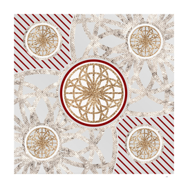 Geometric Glyph in Festive Red Silver and Gold 067