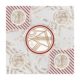 Geometric Glyph in Festive Red Silver and Gold 068