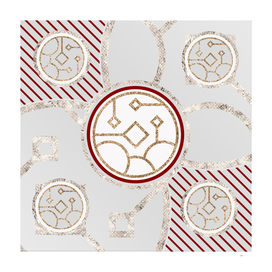 Geometric Glyph in Festive Red Silver and Gold 069