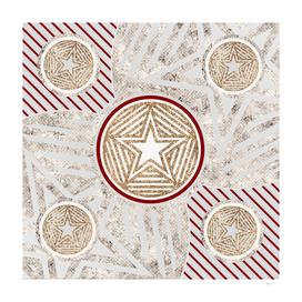 Geometric Glyph in Festive Red Silver and Gold 074