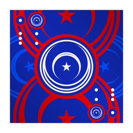 Geometric Glyph Art in Red and Blue 078