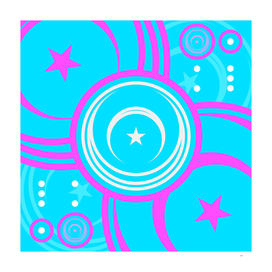 Geometric Glyph Art in Candy Blue and Pink 078