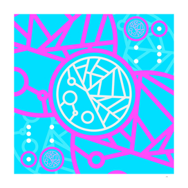 Geometric Glyph Art in Candy Blue and Pink 080