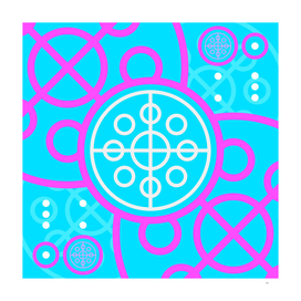 Geometric Glyph Art in Candy Blue and Pink 083