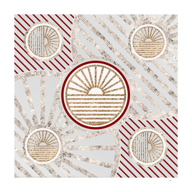 Geometric Glyph in Festive Red Silver and Gold 084