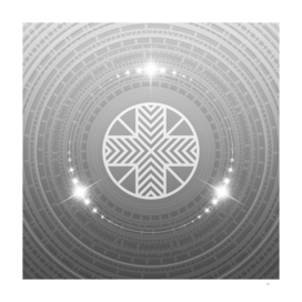 Geometric Glyph Radial Art Sparkly SIlver Gray 091