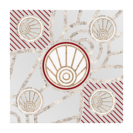 Geometric Glyph in Festive Red Silver and Gold 087