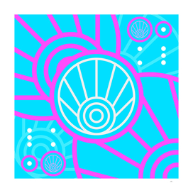 Geometric Glyph Art in Candy Blue and Pink 087