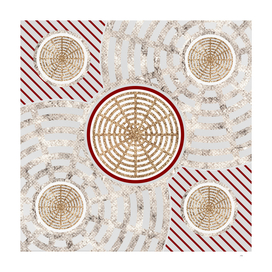 Geometric Glyph in Festive Red Silver and Gold 089