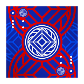 Geometric Glyph Art in Red and Blue 093