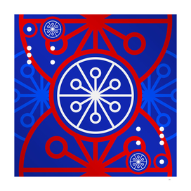 Geometric Glyph Art in Red and Blue 096