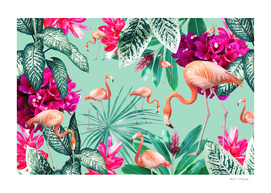 Flamingo Jungle Oasis #1 #tropical #wall #art