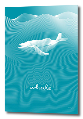 Op art vector moire whale with waving curling lines