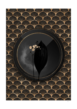 Shadowy Black Bulltongue Arrowhead Gold Art Deco