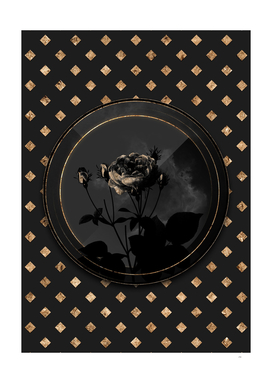 Shadowy Black Pink French Roses Gold Art Deco