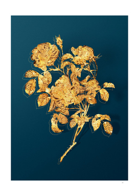 Gold Rose of Love Bloom Botanical on Teal