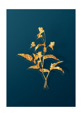Gold Blue Spiderwort Botanical on Teal