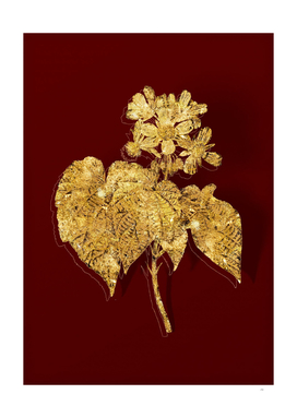 Gold African Hemp Botanical Illustration on Red