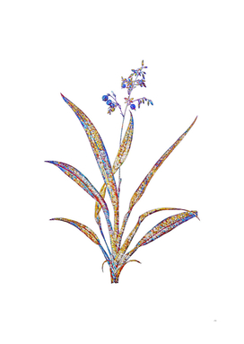 Floral Flax Lilies Mosaic on White