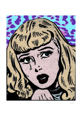 Comic Girl Crying | Vaporwave Leopard Skin