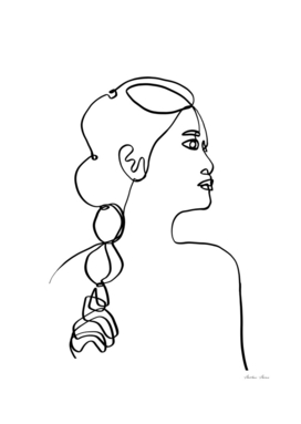 Women with long hair one line art