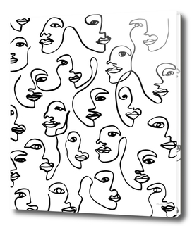 Face one line art pattern