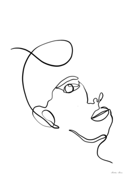 Woman face minimal abstract one line art