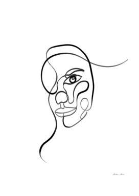 Abstract woman face one line art