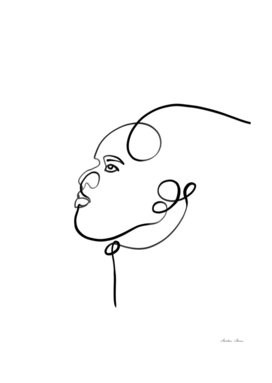 Women face from side abstract one line art