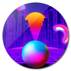 Neon sunset, trench and sphere