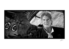Han Solo and Chewbacca Returns BW