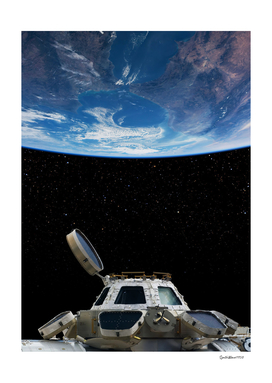 Earth and ISS - space poster