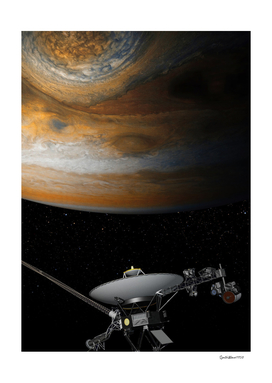 Jupiter and Voyager 1 - space poster