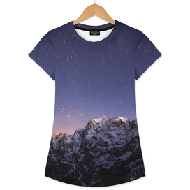 Starry sky above mountains