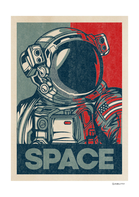 Space (Hope/Obama style) - Vintage retro space poster