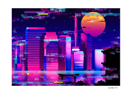 Synthwave Neon City: Tokio glitch