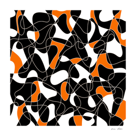 Abstract pattern - orange, black and white.