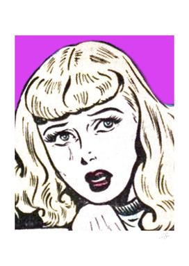 Comic Girl crying | Pink | Retro comics aesthetics