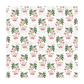 Vintage Pink Rambler Roses Pattern on White