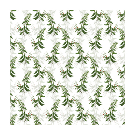 Vintage Goji Berry Tree Botanical Pattern on White