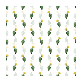 Vintage One Spined Opuntia Flower Pattern on White