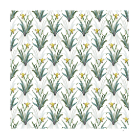 Vintage Hungarian Iris Botanical Pattern on White
